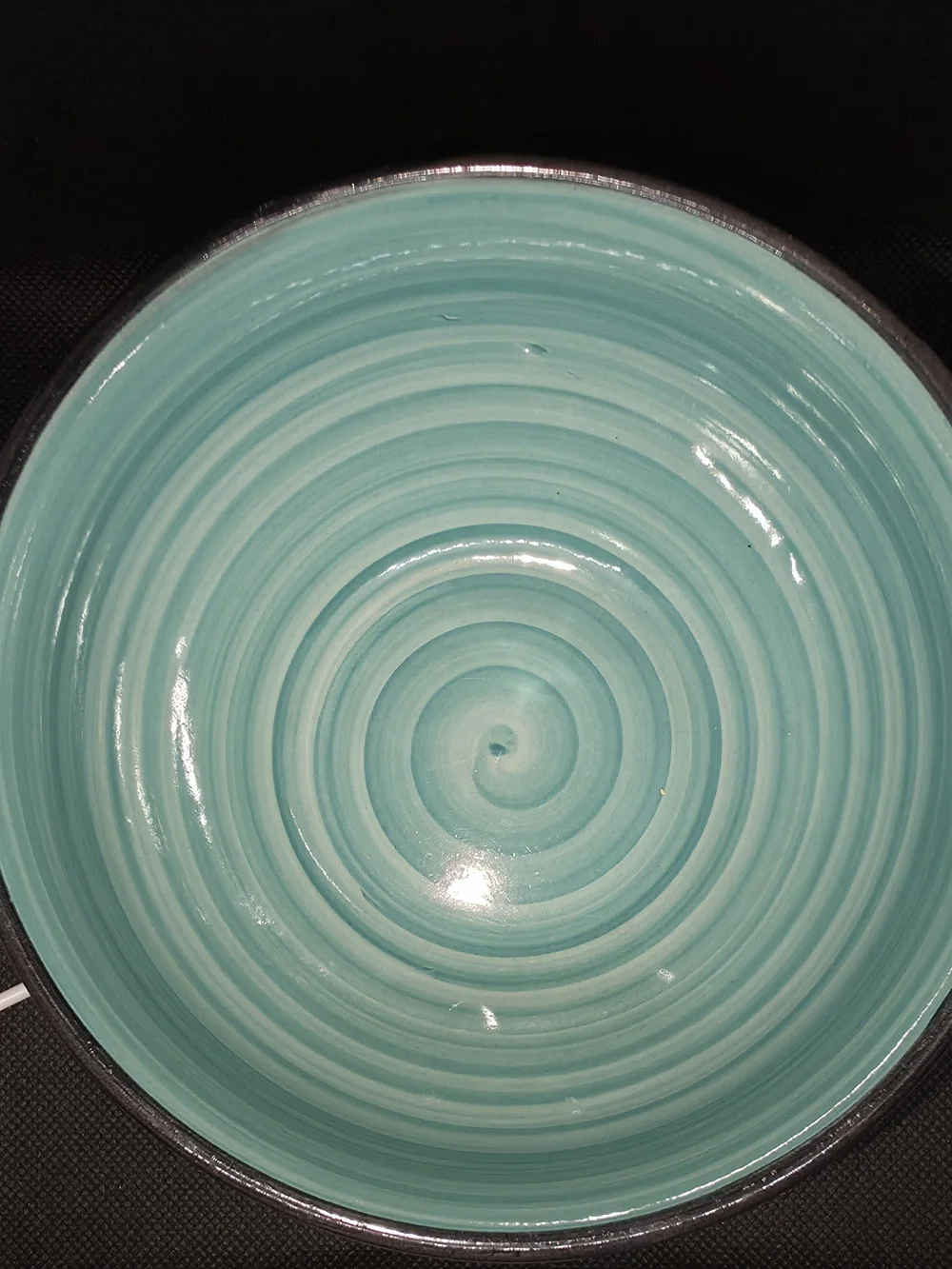 Handcrafted Spiral Ceramic Bowl - Turquoise & Red